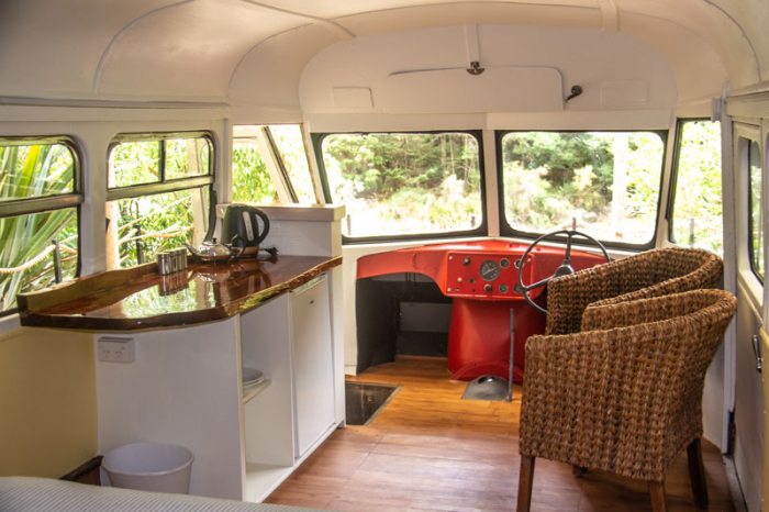 Photo of property: Inside the bus there are tea & cofee making facilities and a small fridge